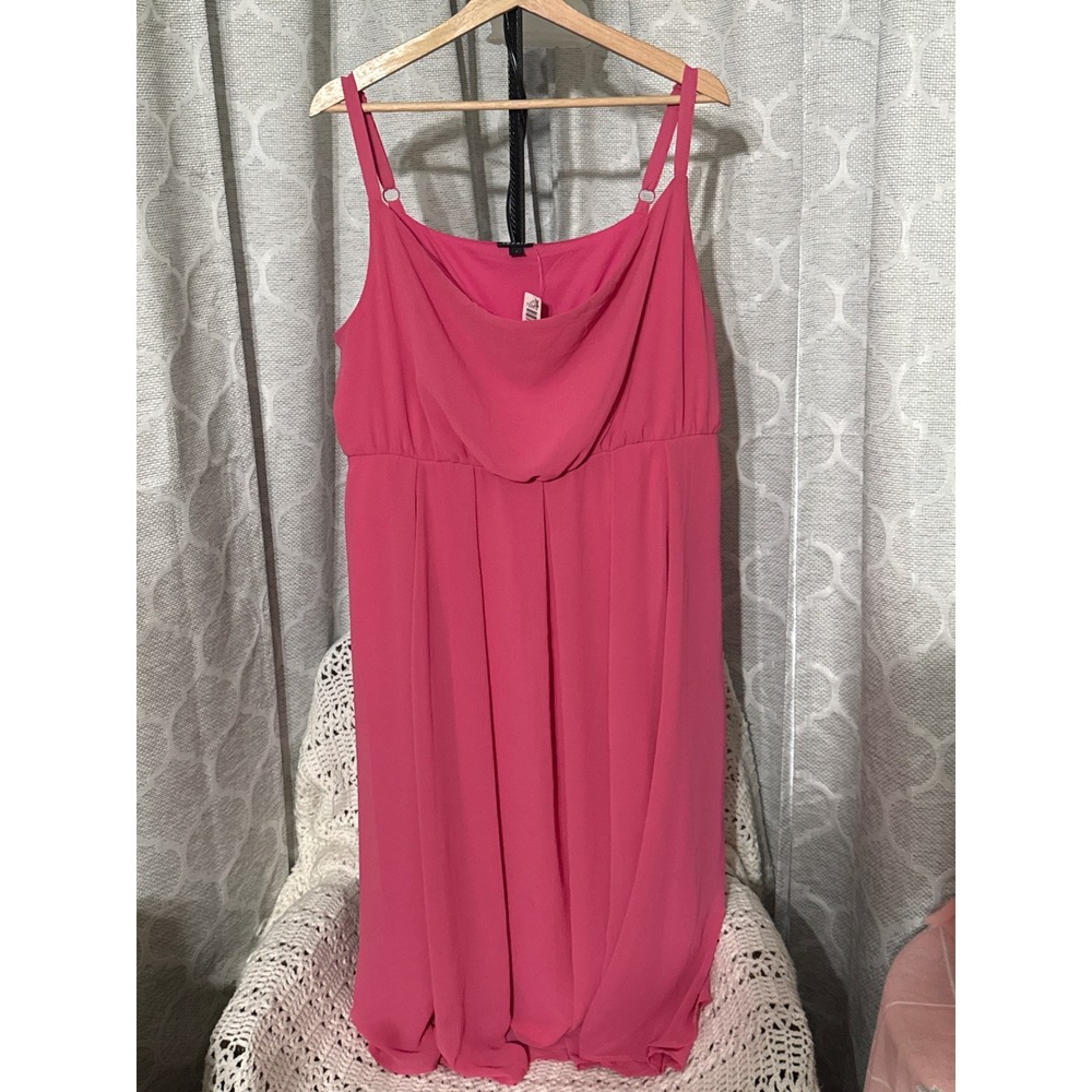 Torrid Gin Fizz Pink Chiffon Cowl Neck Pleated Midi Dress 1 1X NEW